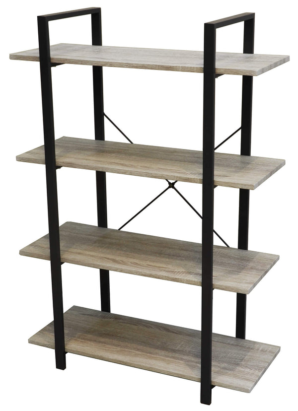 sconto Bibliothèque 4 étagères 80x33x116 cm en métal et bois Motti Union Grey