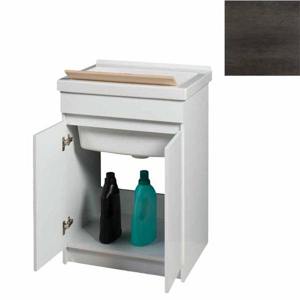 prezzo Mobile Lavatoio in Ceramica 2 Ante con Strofinatoio in Legno Massello 60x50x86A cm Olmo Scuro