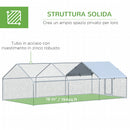 Pollaio Gabbia per Galline 600x303,5x195 cm in Metallo con Copertura in Tessuto Oxford Argento