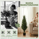 Set 2 Piante Finte di Cipresso 90 cm con Vaso e 564 Foglie in PE e PP Verde      