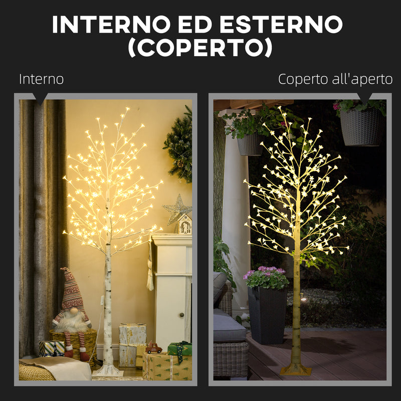 Albero di Natale 180 cm con 180 Luci LED 3 Livelli di Luminosità per Interni ed Esterni Bianco      