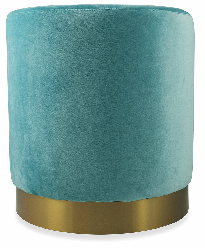 Pouf Poggiapiedi Ø46x48 cm in Velluto Soriani Verde Tiffany