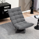 Poltrona per Salotto Girevole 62x70x95 cm con Schienale Regolabile in 5 Posizioni in Effetto Velluto Grigio      