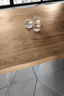 Tavolo Fisso 160x90x76 cm Gambe in Vetro con Top in Rovere Naturale