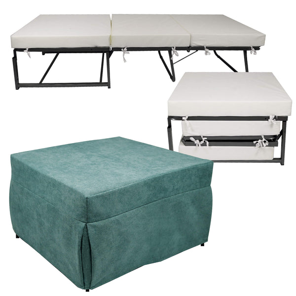 Pouf lit bébé avec matelas pliant 78x78x47 cm Avalli Contract Bleu Clair sconto