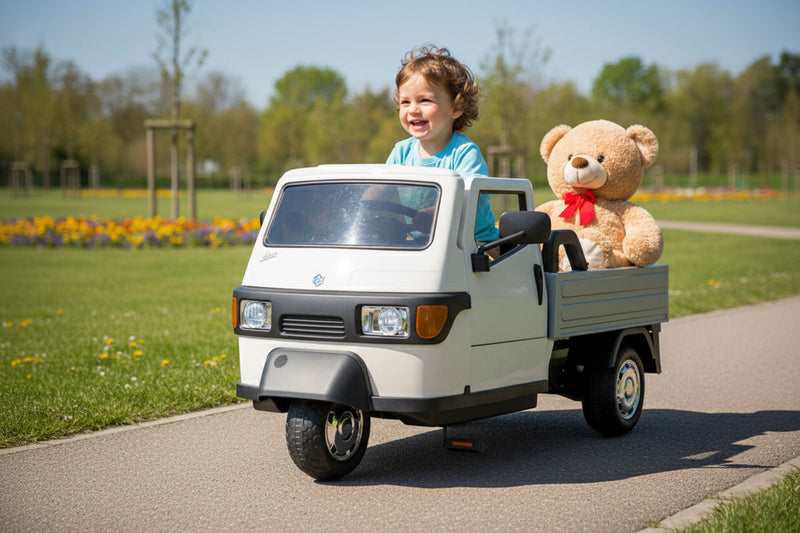 Macchina Elettrica per Bambini Licenza Piaggio Apecar 12V Bianco