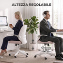 Sedia da Ufficio 60,5x54x89-99 cm in Rete con Braccioli Ribaltabili Altezza Regolabile e Ruote Rosa e Bianco      