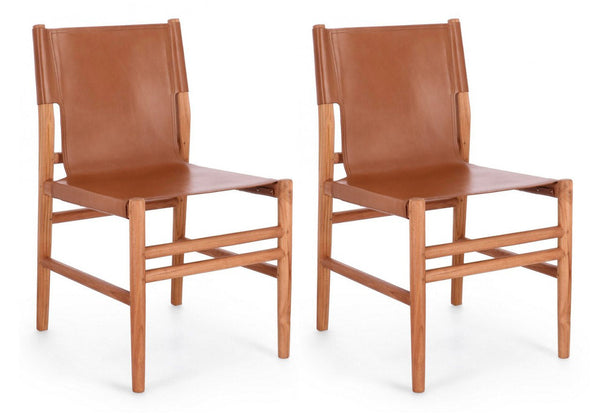 Set 2 Sedie 48x58x85 cm Caroline in Pelle Cognac prezzo