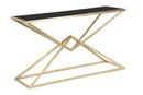 Console Piramid 130x40x75 cm in Ferro e Vetro Oro e Nero