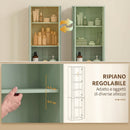 Mobile Bagno Alto 38x26x160 cm a 6 Ripiani con Ripiano Regolabile in Truciolato e MDF Verde Salvia      