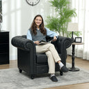 Poltrona da Salotto Stile Chesterfield 105x86x79 cm in Finta Pelle PU Nero   