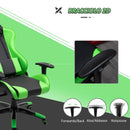 Sedia da Gaming Girevole Reclinabile in Similpelle Nero e Verde 