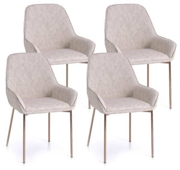 online Lot de 4 Chaises 54x53x89 cm en Simili Cuir Beige