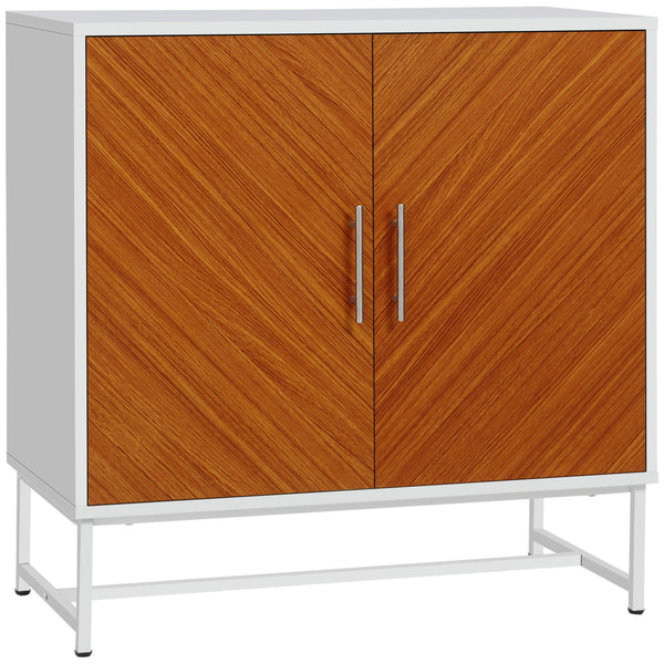 Meuble bas 80x39x80 cm en Aggloméré Blanc et Marron et Métal prezzo