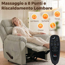 Poltrona Massaggiante Reclinabile Manuale 135° 87x95x109 cm Riscaldante con Poggiatesta Regolabile 3 Livelli in Ciniglia Crema      