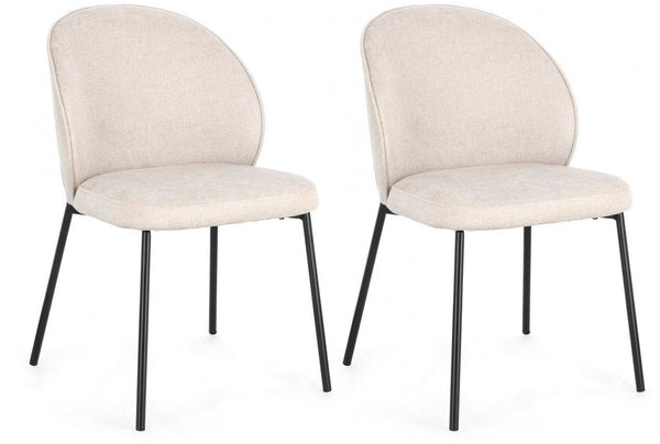 Lot de 2 chaises Wendy 54x60x83 cm en tissu noir et beige sconto