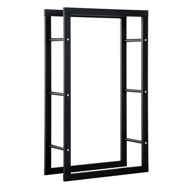 Porte-bûches Abri à Bois en Fer 60x25x100 cm Intérieur Max 100Kg Noir sconto