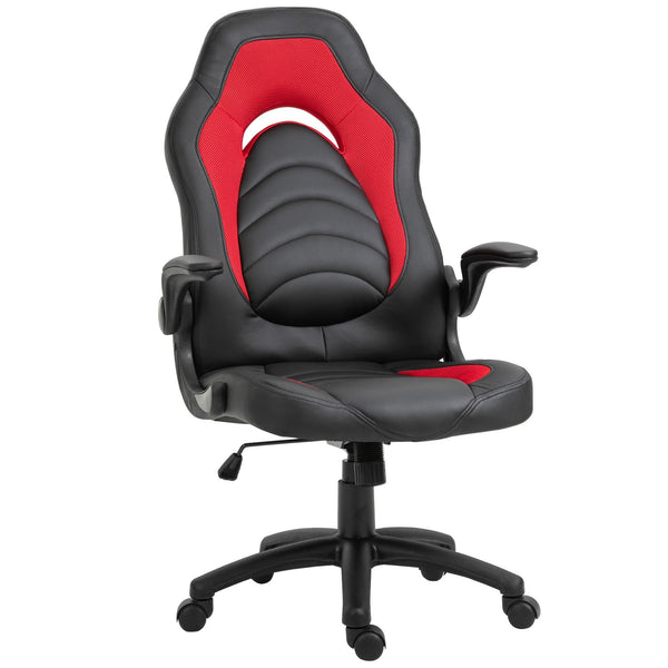 Chaise Gaming Ergonomique 66,5x51x115-125 cm en Simili Cuir Noir et Rouge online