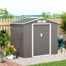 Casetta Box da Giardino in Lamiera Grigio 213x127x185 cm 
