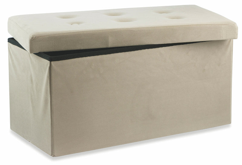 Baule Cassapanca Pouf Contenitore in Velluto Soriani Beige