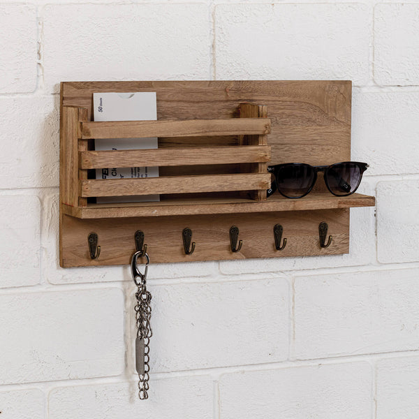 Étagère porte-clés en bois 40x8x23 cm Docks Noyer acquista