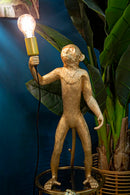 Lampada da Tavolo Monkey Oro 26x34x55 cm in Resina Oro      