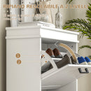 Scarpiera Salvaspazio Design Moderno 2 Cassetti Ribaltabili 54x24x82,5 cm Bianco 