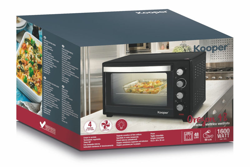 Forno Fornetto Elettrico Ventilto 1600W 48 Litri Kooper Oregon 48 Nero