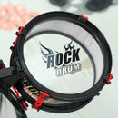 Batteria Giocattolo per Bambini con Sgabello Gioco Musicale in Plastica e Acciaio Inox Nero      