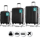 Set 3 Valigie Trolley Rigide da Viaggio Easy Roll Angoli Rinfornzati in ABS Nero  