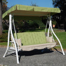 Dondolo 3 Posti in Ferro con Rivestimento Seduta e Funzione Letto 198X140X174Cm