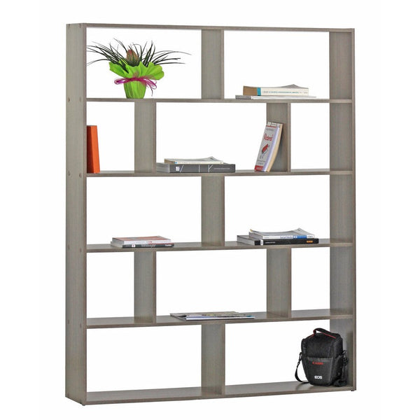 Bibliothèque 12 étagères 124x160x24 cm en MDF Bois Chêne Foncé sconto
