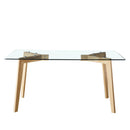 Tavolo da Cucina Rettangolare 160x90x74 cm in legno e vetro Lake