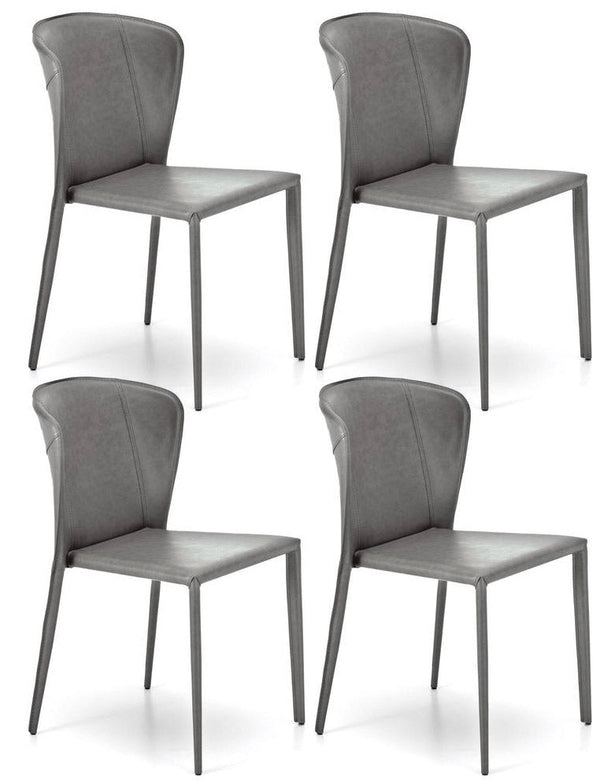 acquista Set 4 Sedie 49x56xH82 cm in Similcuoio Break Grigio Chiaro