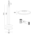 Colonnina Tendinastro 3 metri in Metallo Nero Opaco Ø36x101 cm Nastro Rosso