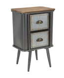 Comodino Illinois 40x30x64 cm in Ferro e Legno di Abete Grigio e Naturale