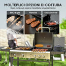 Barbecue a Gas con Piastra e Fornello Coperchio con Termometro Regolatore e Tubo Inclusi Nero   