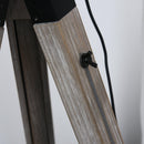 Lampada da Terra Tripode in Legno con Paralume in Metallo 63x63x100-146 cm E27  Nera