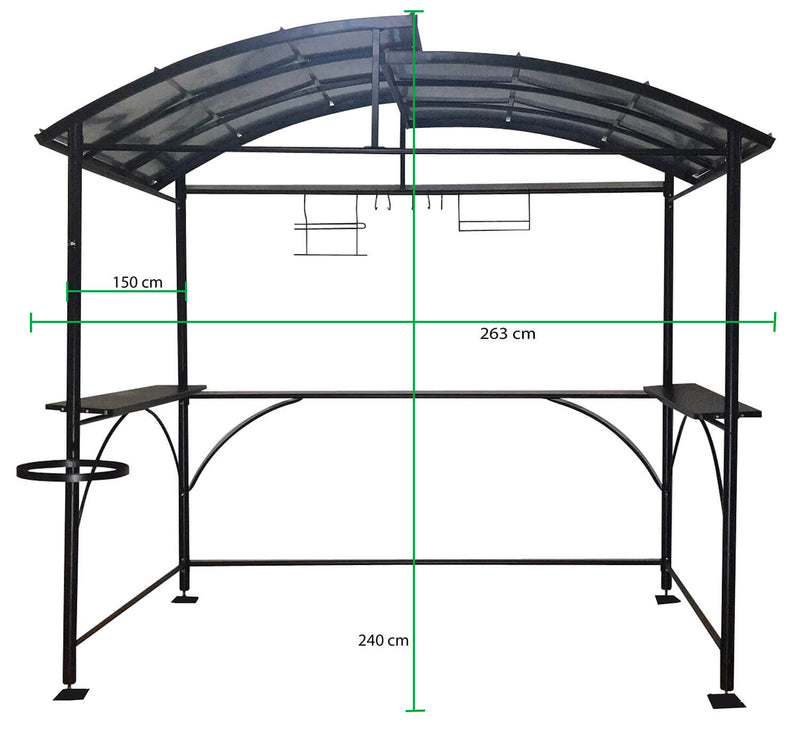 Tettoia per Barbecue 240x150x230 cm in Acciaio con Accessori 