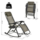 Sedia Sdraio a Dondolo Reclinabile con Poggiapiedi e Porta Bicchieri Grigio 120x67x102 cm 