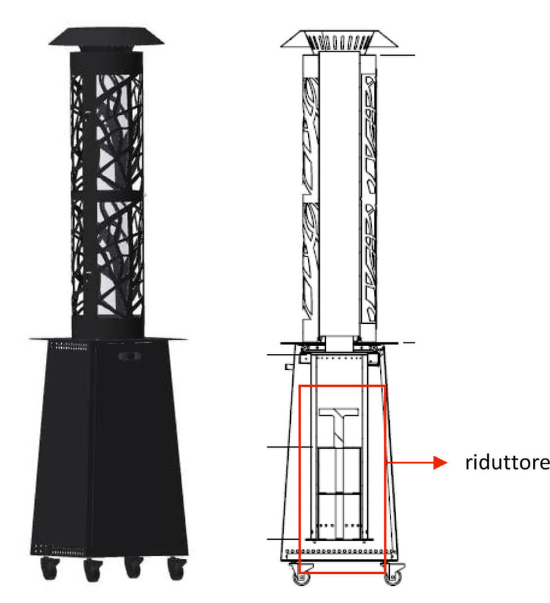 Stufa da Esterno Fungo a Pellet Pirolitico 14 kW in Acciaio Vannini Gaia Grigia