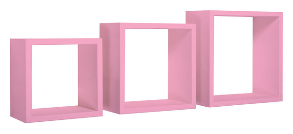 prezzo Set 3 Mensole da Parete Cubo in Fibra di Legno Incubo Rosa Blush