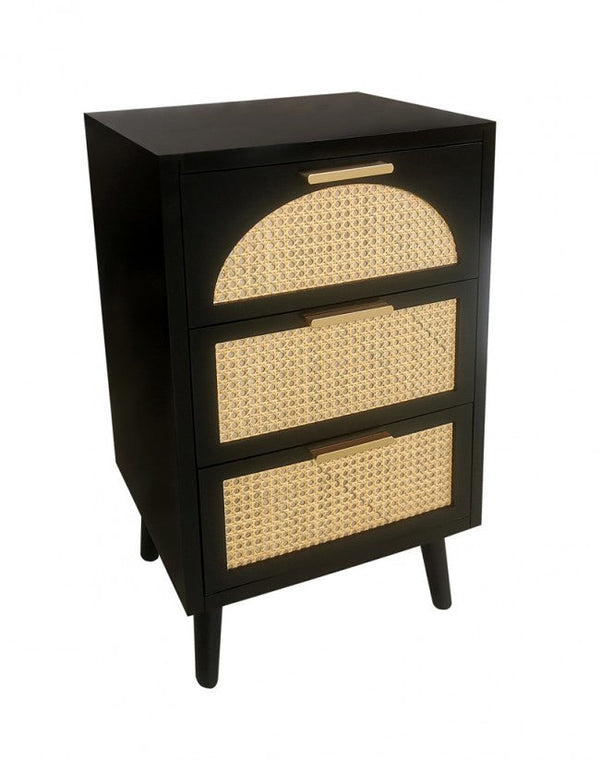 Commode 3 tiroirs Josine 45x30x73 cm en bois noir prezzo