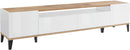 Mobile TV 2 Ante 2 Cassetti 200x40x47 cm Sunrise Bianco Lucido e Acero Pereira