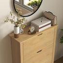 Scarpiera Slim per 18 Paia di Scarpe 72x26x112 cm 3 Cassetti con 2 Ripiani Regolabili e Rimovibili Naturale      