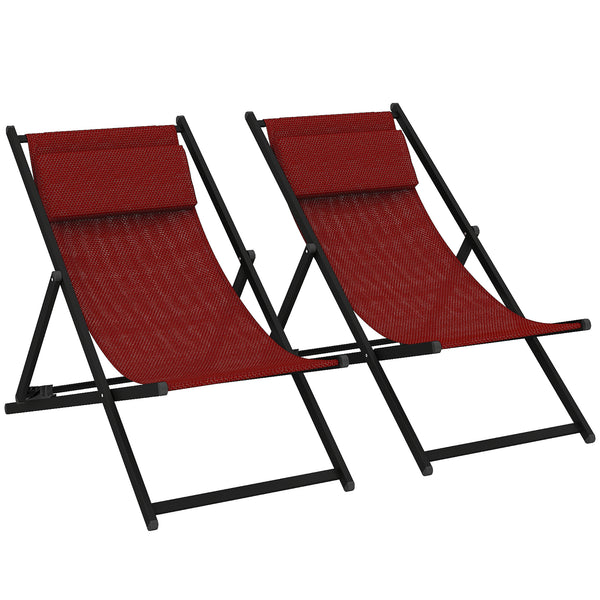 Lot de 2 Transats Pliants en Aluminium 96,35x58x91,5 cm Rex Rouge online