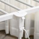 Appendiabiti Estensibile con 2 Ripiani Ruote e Altezza Regolabile in Acciaio 88-157x50x95-160 cm Bianco