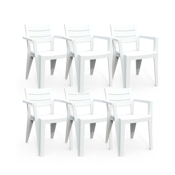Set 6 Sedie da Giardino Keter Julie 61,5x58,5x79 cm Effetto Legno Bianco prezzo