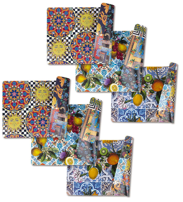 prezzo Lot de 6 sets de table double face 45x30x0,1 cm en PVC VdE Tivoli 1996 Italian Beauty