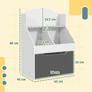 Libreria per Bambini 2 Livelli con Cassetto 62x40x88 cm Bianco  